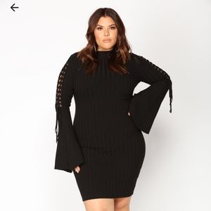 Knit Lace Up Shoulder Dress